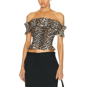 Ganni Off The Shoulder Black Lyocell Tencel Top Size 34